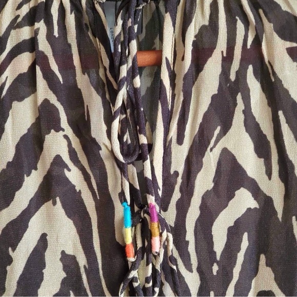 Bl-nk London Anthropologie Arely Blouse Animal Zebra Print Brown Beige Size XS - Picture 4 of 8
